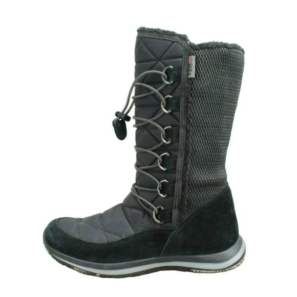 LL Bean Snowfield Black Nylon Waterproof Insulated Winter Boots Size 6 M - Picture 1 of 9